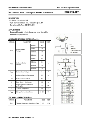 BDX65A Datasheet PDF Inchange Semiconductor
