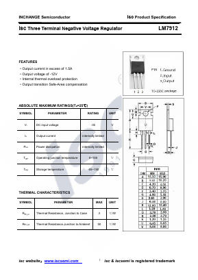 LM7912 Datasheet PDF Inchange Semiconductor