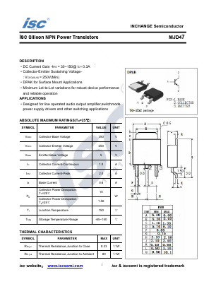 MJD47 Datasheet PDF Inchange Semiconductor