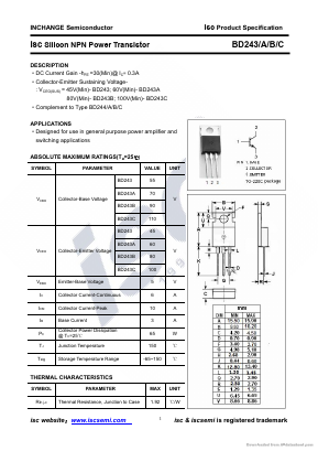 BD243C Datasheet PDF Inchange Semiconductor