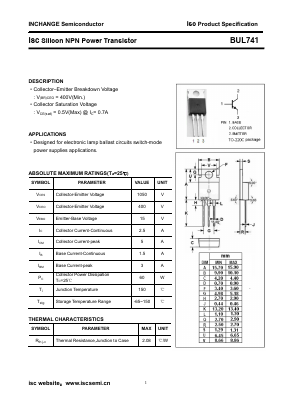 BUL741 Datasheet PDF Inchange Semiconductor