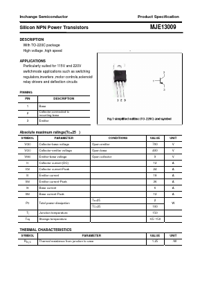 E13009 Datasheet PDF Inchange Semiconductor