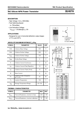 BU407H Datasheet PDF Inchange Semiconductor