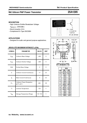 2SA1295O Datasheet PDF Inchange Semiconductor