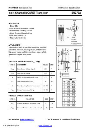 BUZ76A Datasheet PDF Inchange Semiconductor