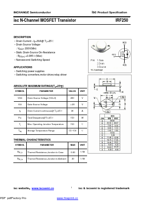 IRF250 Datasheet PDF Inchange Semiconductor