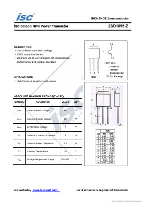 D1899-Z Datasheet PDF Inchange Semiconductor