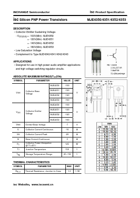 MJE4352 Datasheet PDF Inchange Semiconductor