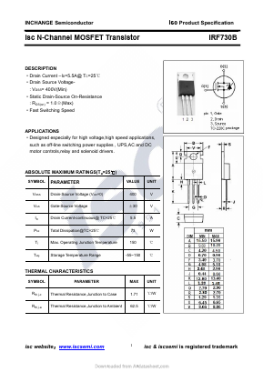 IRF730B Datasheet PDF Inchange Semiconductor