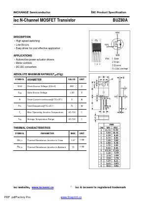 BUZ80A Datasheet PDF Inchange Semiconductor