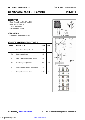2SK1971 Datasheet PDF Inchange Semiconductor