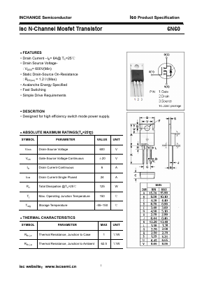 6N60 Datasheet PDF Inchange Semiconductor