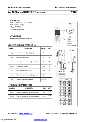 75N75 Datasheet PDF Inchange Semiconductor