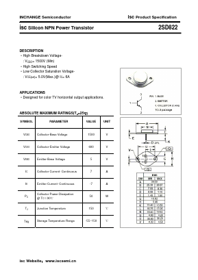 2SD822 Datasheet PDF Inchange Semiconductor