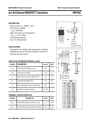 IRF640 Datasheet PDF Inchange Semiconductor