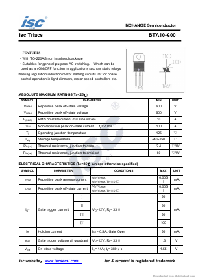 BTA10-600 Datasheet PDF Inchange Semiconductor