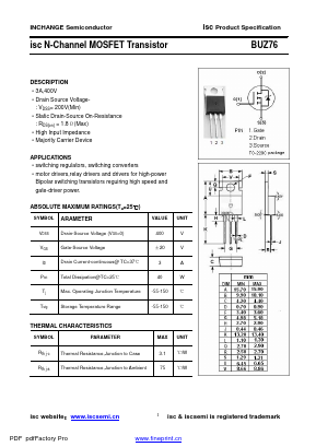 BUZ76 Datasheet PDF Inchange Semiconductor