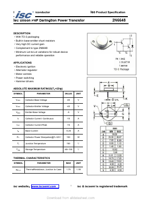 2N6648 Datasheet PDF Inchange Semiconductor