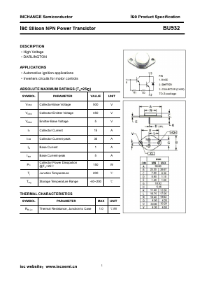 BU932 Datasheet PDF Inchange Semiconductor