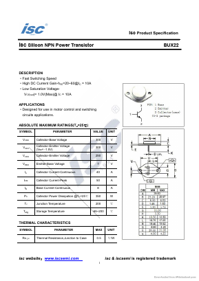 BUX22 Datasheet PDF Inchange Semiconductor