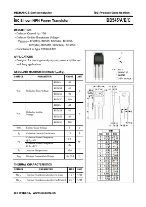 BD545 Datasheet PDF Inchange Semiconductor