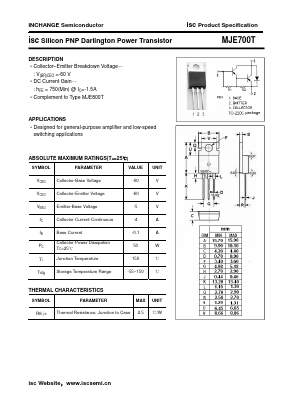 MJE700T Datasheet PDF Inchange Semiconductor