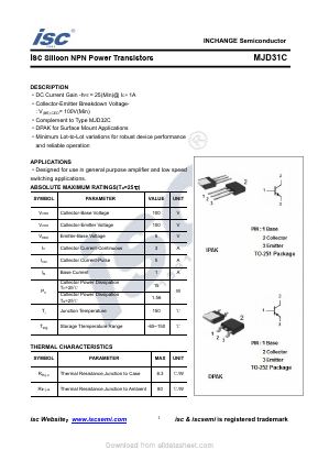 MJD31C Datasheet PDF Inchange Semiconductor