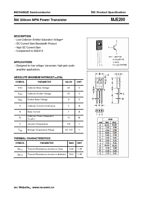 MJE200 Datasheet PDF Inchange Semiconductor