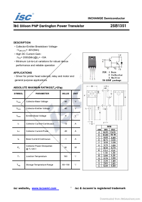 2SB1351 Datasheet PDF Inchange Semiconductor
