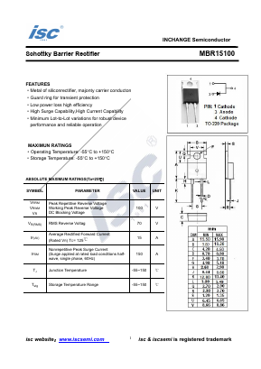 MBR15100 Datasheet PDF Inchange Semiconductor