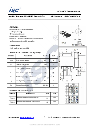 SPD06N80C3 Datasheet PDF Inchange Semiconductor
