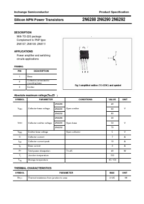 2N6288 Datasheet PDF Inchange Semiconductor
