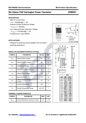 2N6041 Datasheet PDF Inchange Semiconductor