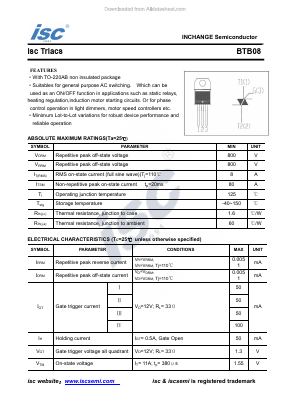 BTB08 Datasheet PDF Inchange Semiconductor