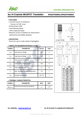 IPA037N08N3 Datasheet PDF Inchange Semiconductor
