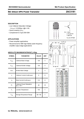 C3181 Datasheet PDF Inchange Semiconductor