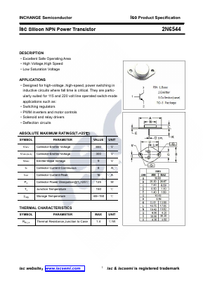 2N6544 Datasheet PDF Inchange Semiconductor