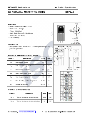 IRFP240 Datasheet PDF Inchange Semiconductor