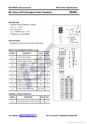 BD684 Datasheet PDF Inchange Semiconductor