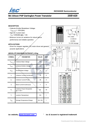 B1420 Datasheet PDF Inchange Semiconductor