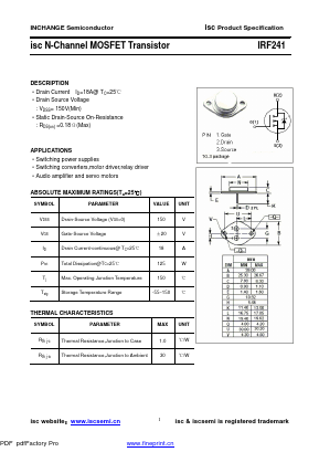 IRF241 Datasheet PDF Inchange Semiconductor