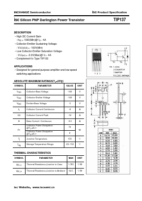 TIP137 Datasheet PDF Inchange Semiconductor