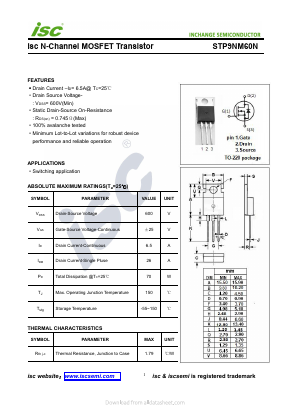 STP9NM60N Datasheet PDF Inchange Semiconductor