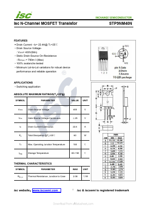 STP9NM40N Datasheet PDF Inchange Semiconductor