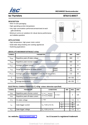 BTA312-600CT Datasheet PDF Inchange Semiconductor