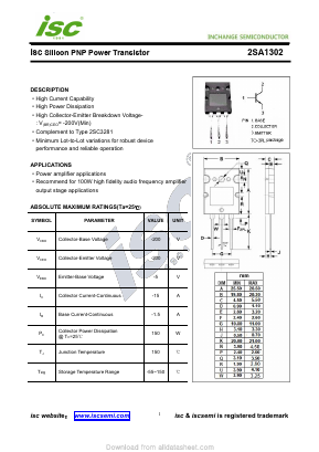 2SA1302 Datasheet PDF Inchange Semiconductor