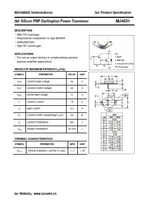 MJ4031 Datasheet PDF Inchange Semiconductor