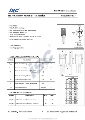 IPA65R045C7 Datasheet PDF Inchange Semiconductor