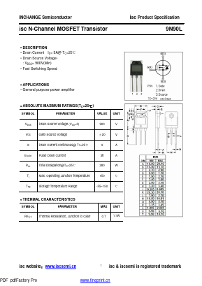 9N90L Datasheet PDF Inchange Semiconductor