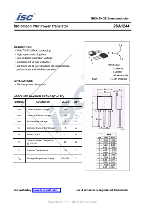 A1244 Datasheet PDF Inchange Semiconductor